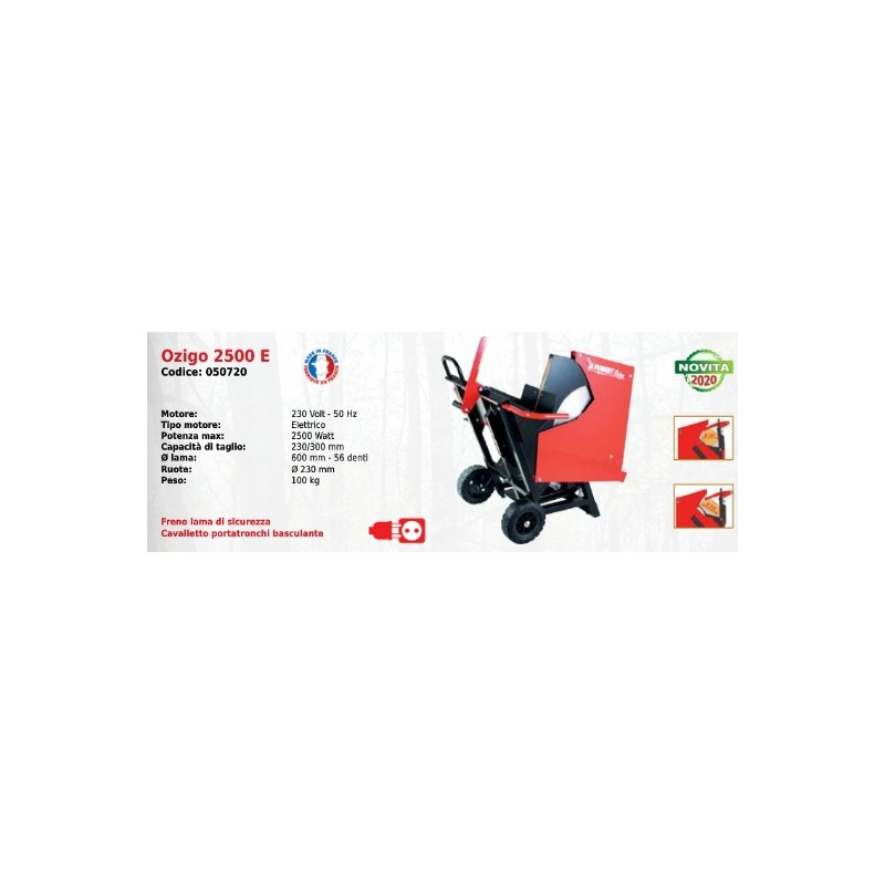 Electric log cutter OZIGO 2500 E SERIE PUBERT with 230 Volt - 50 Hz motor