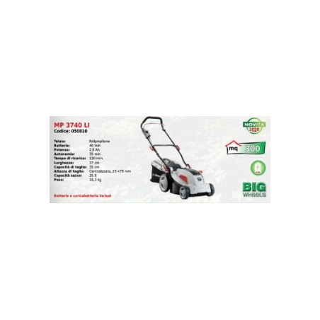 MAORI MP 3740 LI battery lawn mower with 40 Volt 2.5 Ah battery | Newgardenmac.com