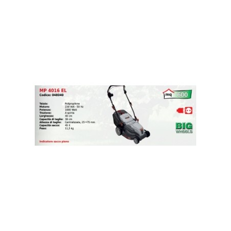 Tondeuse électrique MAORI MP 4016 EL avec moteur 1600 Watt 230 Volt - 50 Hz | Newgardenmac.com