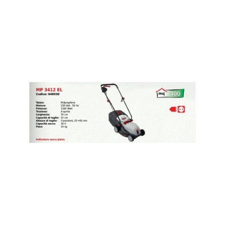 MAORI Elektro-Rasenmäher MP 3412 EL mit 230 Volt - 50 Hz Motor 1200 Watt | Newgardenmac.com