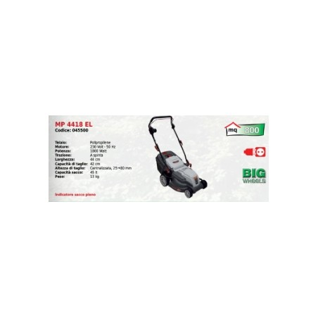 Tondeuse à gazon électrique MAORI MP 4418 EL avec moteur 230 Volt - 50 Hz 1800 Watt | Newgardenmac.com