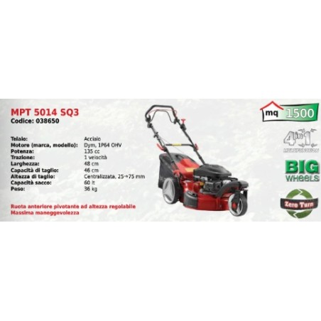 MPT 5014 SQ3 MAORI SERIES 3-Rad-Stahlrasenmäher 48 cm Schnittbreite | Newgardenmac.com