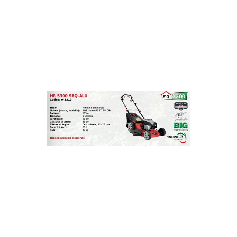 HARRY HR 5300 SBQ-ALU cortacésped de aluminio con motor B&S 675 EXi SERIES