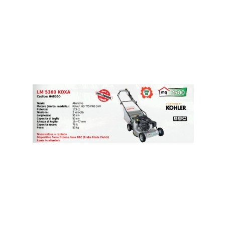 KAAZ LM 5360 KOXA Aluminium-Rasenmäher mit KOHLER HD775PRO 173 ccm Motor | Newgardenmac.com