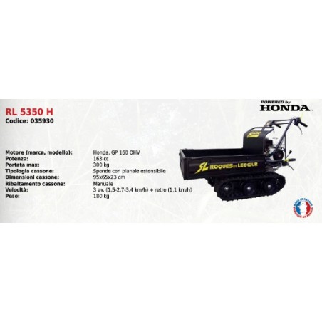 Transporter cingolato RL 5350 H SERIE ROQUES ET LECOEUR con motore HONDA GP 160 | Newgardenmac.com