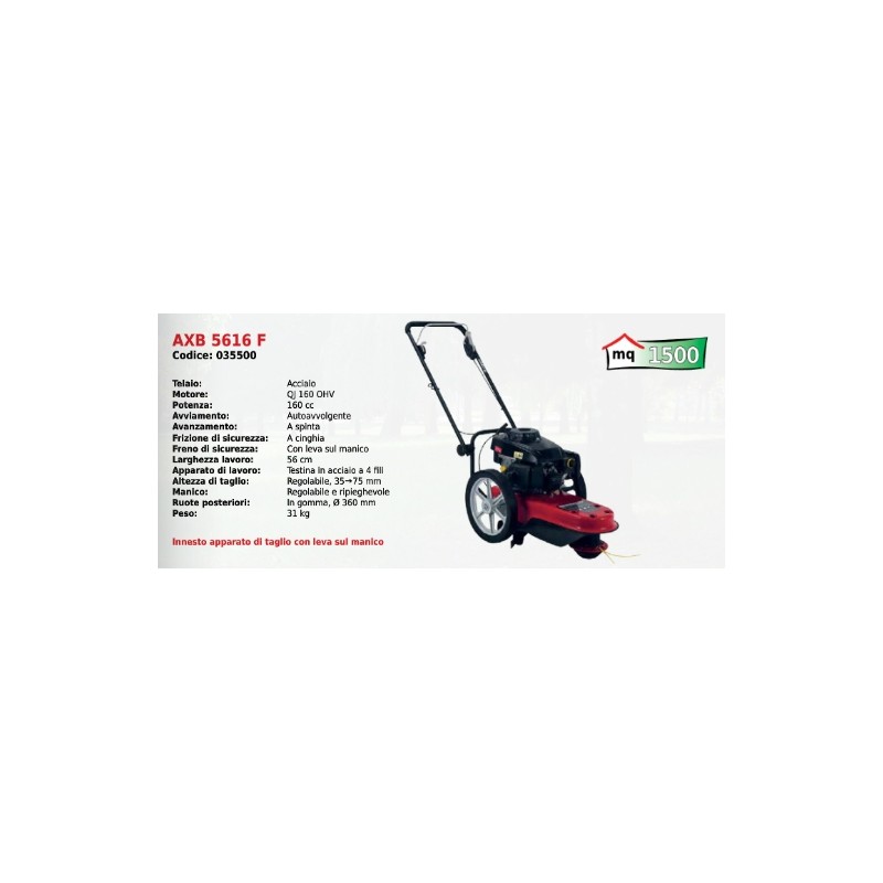 Decespugliatore a ruote a spinta ATTILA AXB5616F testina a 4 fili 160 cc