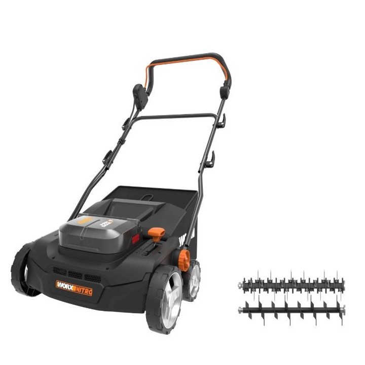 WORX WG855E.9 20V + 20V push lawn scarifier brushless motor collection 40L | Newgardenmac.com