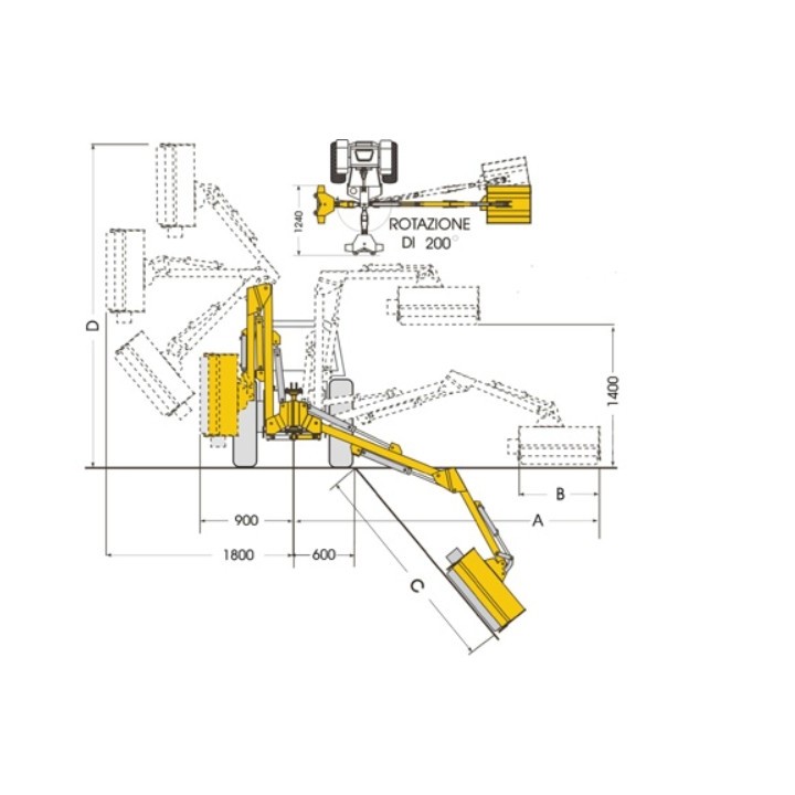 Hydraulischer Freischneider mit Arm BS72 PROCOMAS Leistung 25/35 PS | Newgardenmac.com