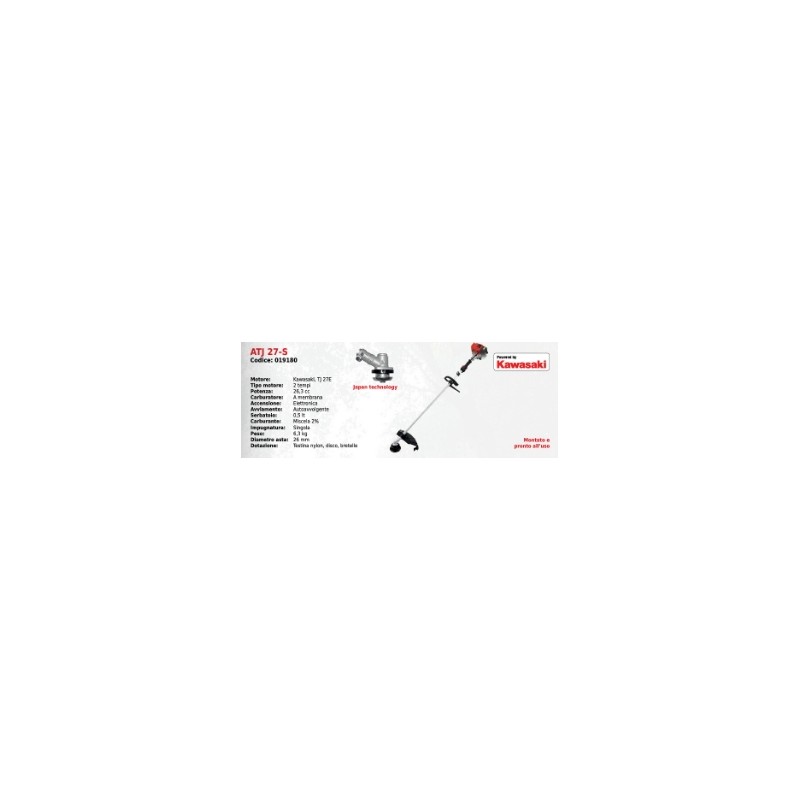 Decespugliatore impugnatura singola ATTILA ATJ 27-S con motore KAWASAKI 26.3 cc