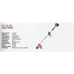 Single handle brushcutter GL26-SN GREEN LINE SERIES with 2T 25.4 cc engine | Newgardenmac.com