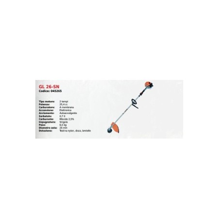 Single handle brushcutter GL26-SN GREEN LINE SERIES with 2T 25.4 cc engine | Newgardenmac.com