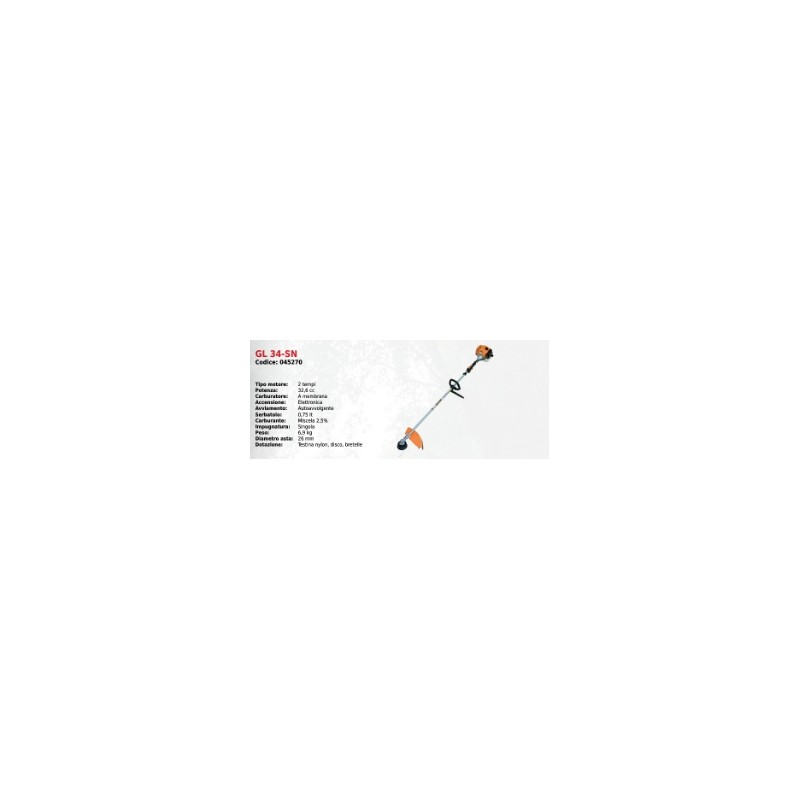 Decespugliatore impugnatura singola GL34-SN GREEN LINE con motore 2T 32.6 cc