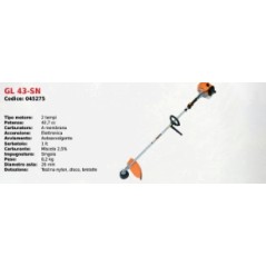 Decespugliatore impugnatura singola GL43-SN GREEN LINE con motore 2T 42.7 cc