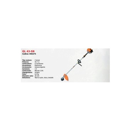 GL43-SN GREEN LINE Einhand-Bürstenmäher mit 2-Takt-Motor 42,7 cm³ | Newgardenmac.com