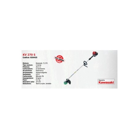 Single handle brushcutter KV 270 S SERIES KAAZ KAWASAKI engine 26.3 cc | Newgardenmac.com