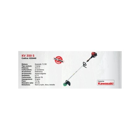 Brushcutter single handle KV 350 S SERIE KAAZ KAWASAKI engine 34.4 cc | Newgardenmac.com