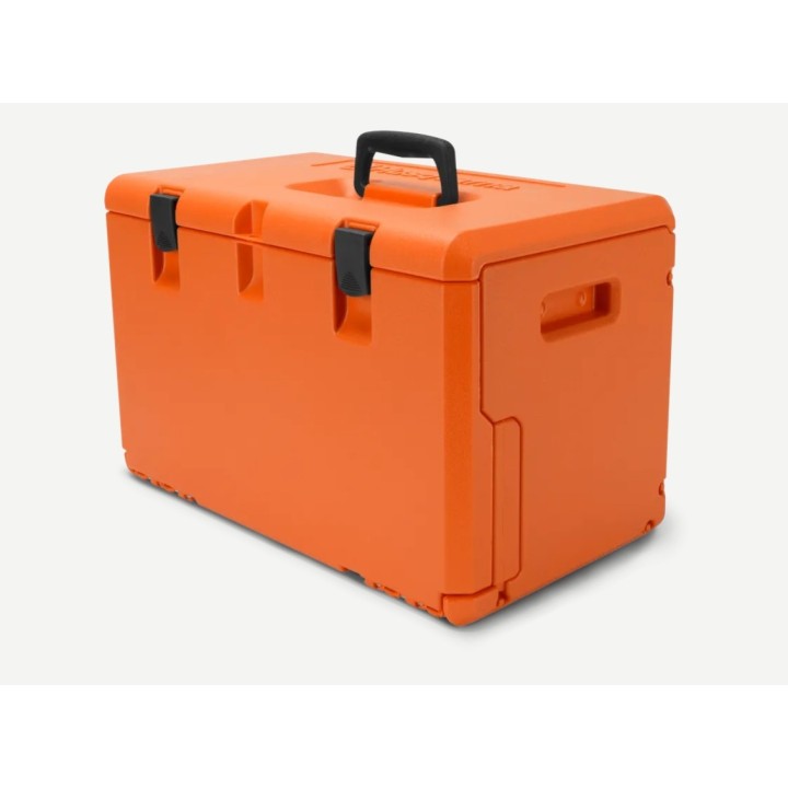 Boîte de transport robuste en plastique orange pour tronçonneuses HUSQVARNA | Newgardenmac.com