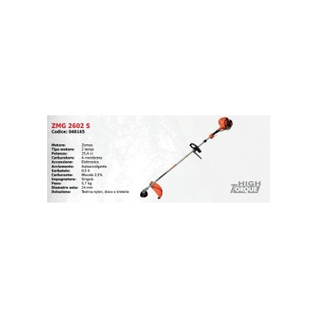 Decespugliatore impugnatura singola ZMG 2602 S ZOMAX con motore ZOMAX 2T 25.4 cc | Newgardenmac.com