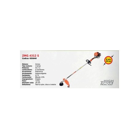 Decespugliatore impugnatura singola ZOMAX ZMG 4312 S con motore ZOMAX 2T 42.7 cc | Newgardenmac.com