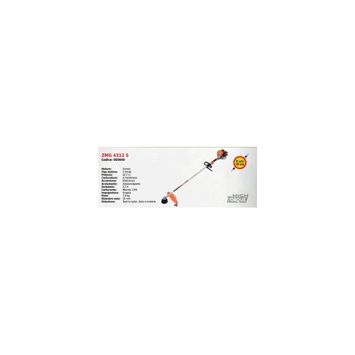 Desbrozadora de una empuñadura ZOMAX ZMG 4312 S con motor ZOMAX 2T 42,7 cc | Newgardenmac.com