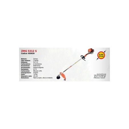 ZOMAX single handle brushcutter ZMG 5312 S with ZOMAX 2T 51.7 cc engine | Newgardenmac.com