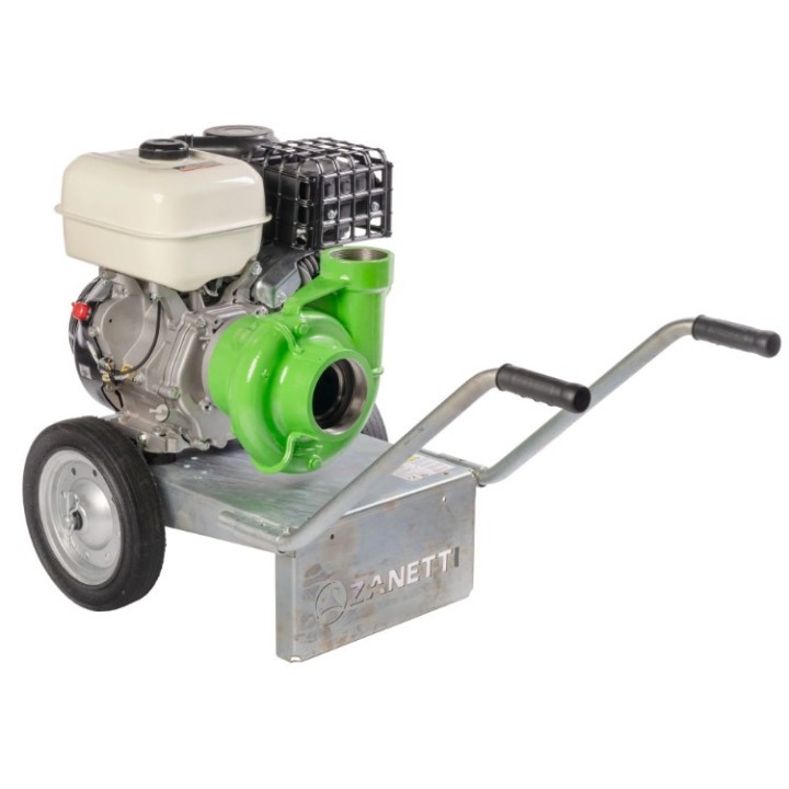Motobomba centrífuga de gasolina ZANETTI PB80-420CGE hierro fundido agua clara | Newgardenmac.com