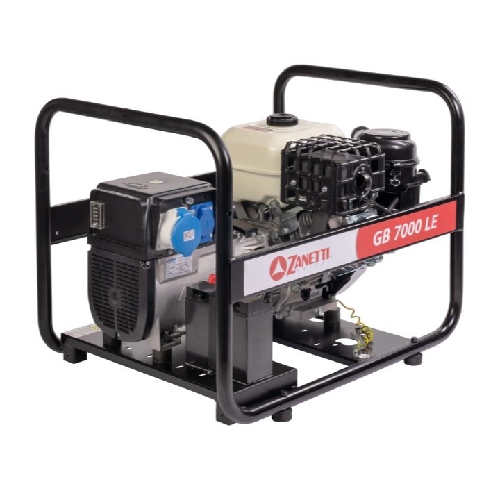 Groupe électrogène de chantier à essence ZANETTI GB7000LE 420cc monophasé 230V 7kW 3000rpm | Newgardenmac.com