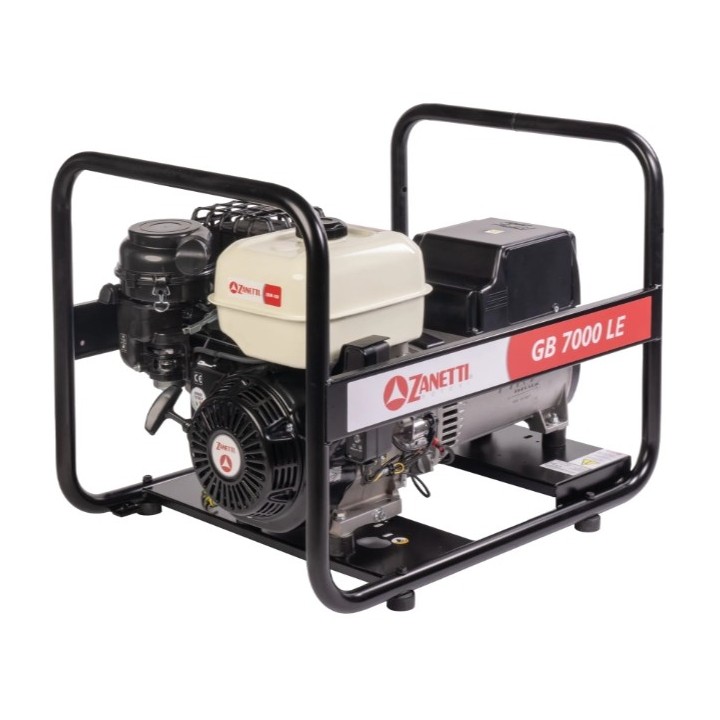 Groupe électrogène de chantier à essence ZANETTI GB7000LE 420cc monophasé 230V 7kW 3000rpm | Newgardenmac.com