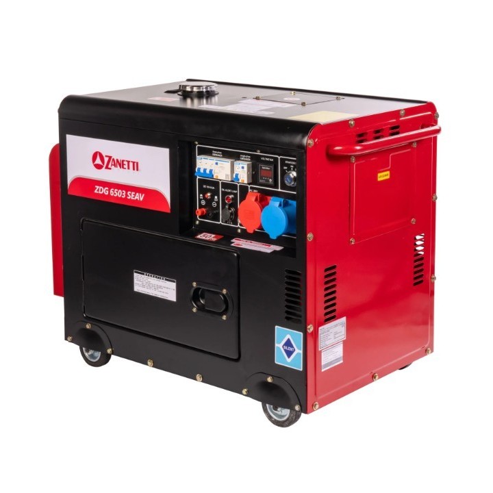 Generador diésel silencioso ZANETTI ZDG6503SEAV de 418 cc, monofásico, trifásico, 230 V, 400 V | Newgardenmac.com