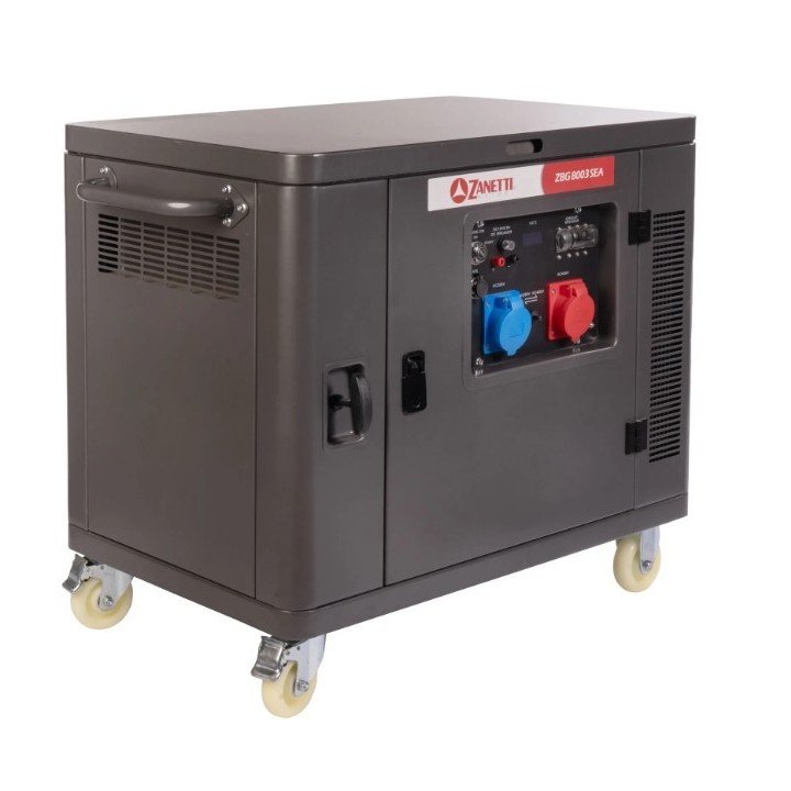 Générateur essence silencieux monophasé triphasé ZANETTI ZBG8003SEA 459cc 230V 400V | Newgardenmac.com