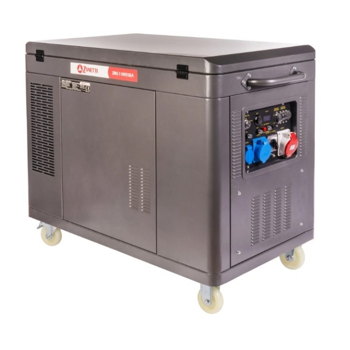 Générateur essence silencieux monophasé triphasé ZANETTI ZBG11003SEA 679cc 230V 400V | Newgardenmac.com