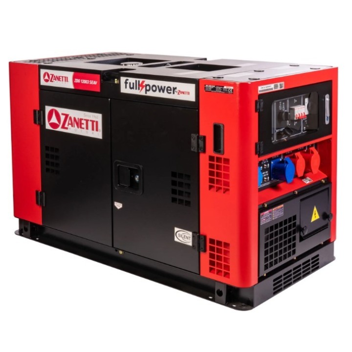 Generatore diesel silenziato ZANETTI ZDG12003SEAV 997cc monofase trifase 230V 400V | Newgardenmac.com