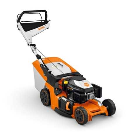 STIHL RM 448 T petrol lawnmower, 166 cc, 46 cm cutting width, 52 L grass catcher | Newgardenmac.com