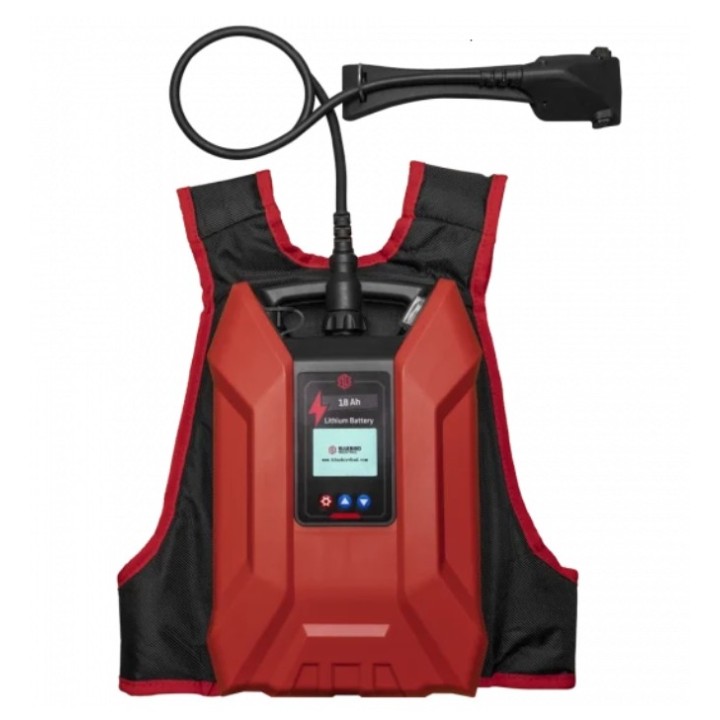 Kit de batería de mochila ligera y duradera BLUE BIRD de 50,4 V y 18 Ah con pantalla | Newgardenmac.com