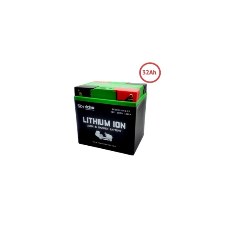 SKYRICH lawn tractor lithium battery capacity 32Ah voltage 12V | Newgardenmac.com