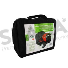 Black polyester lawn tractor cover, 275x130x140 cm
