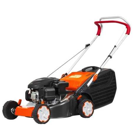 Cortacésped de gasolina OLEOMAC G44PK COMFORT de 123 cc, ancho de corte de 41 cm, recogedor de césped de 60 L.