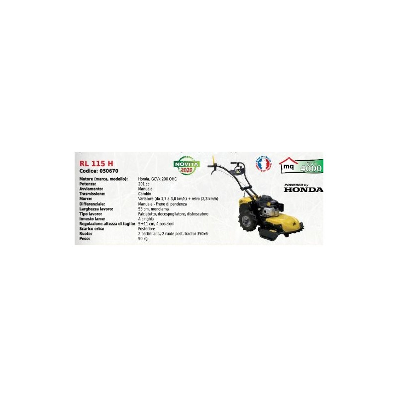 Brushcutter ROQUES ET LECOEUR RL 115 H 53 cm with HONDA GCVx 200 OHC 201 cc engine