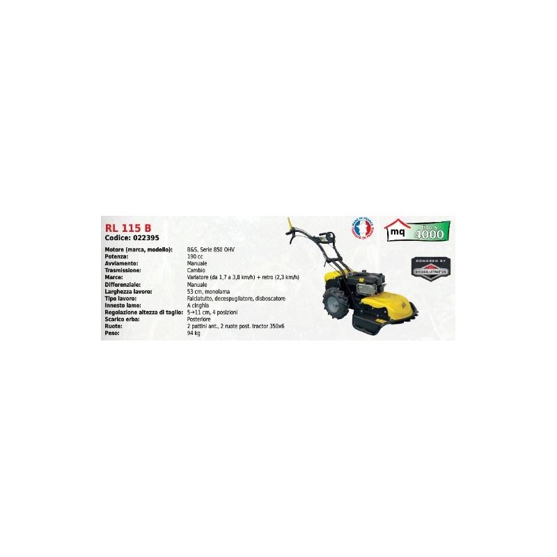 ROQUESETLECOEUR RL 115 B 53 cm avec moteur BRIGGS 190 cc