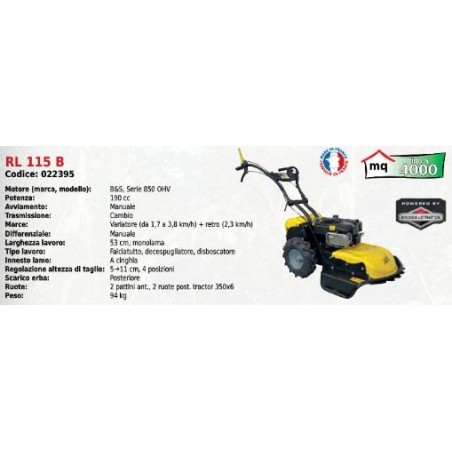 ROQUESETLECOEUR RL 115 B 53 cm avec moteur BRIGGS 190 cc | Newgardenmac.com