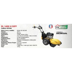 ROQUESETLECOEUR RL1400H DIFF 63 cm avec moteur HONDA GXV 340 OHV 337 cc | Newgardenmac.com