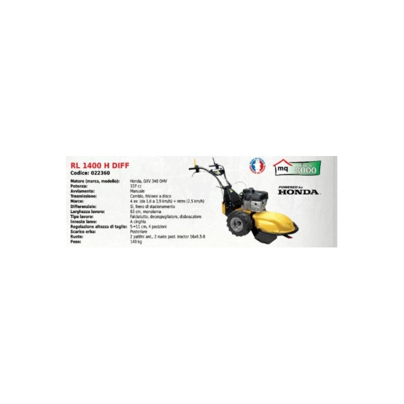 ROQUESETLECOEUR RL1400H DIFF 63 cm Skidder mit HONDA GXV 340 OHV 337 cc Motor