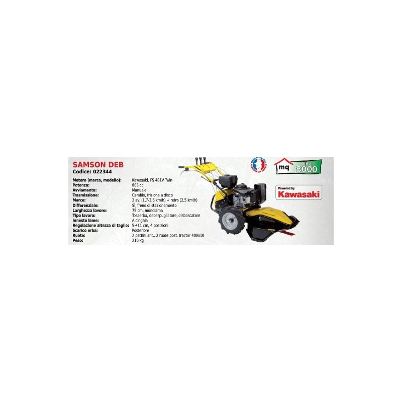 ROQUESETLECOEUR SAMSON DEB 75 cm jauge de poussée avec moteur KAWASAKI FS 481V Twin 603cc