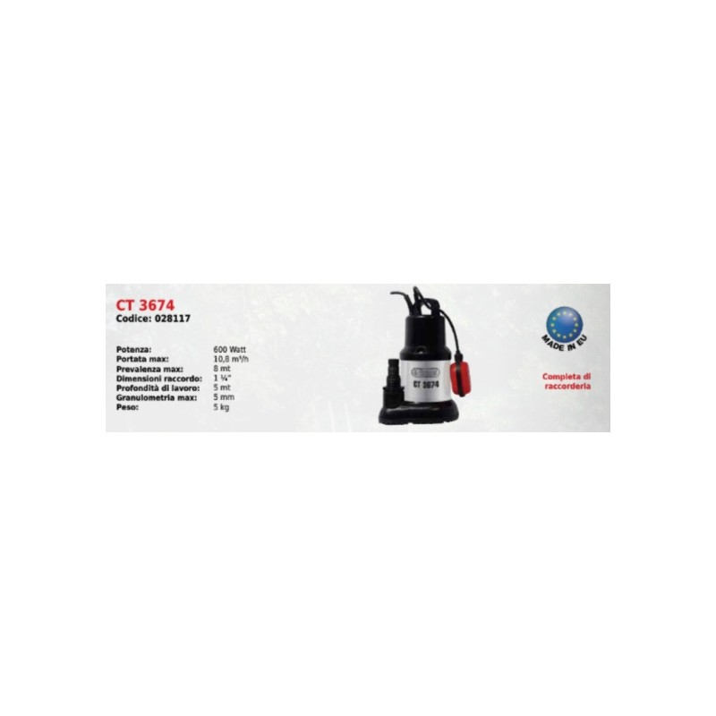 CT 3674 W ELPUMPS 600 W Bomba eléctrica sumergible, agua clara