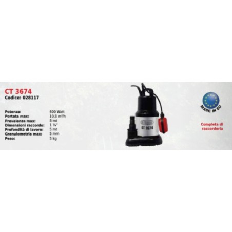 CT 3674 W ELPUMPS 600 Watt Pompe électrique submersible, eau claire | Newgardenmac.com