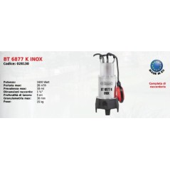 Bomba sumergible para aguas residuales BT 6877 K INOX ELPUMPS 1600 Watt | Newgardenmac.com