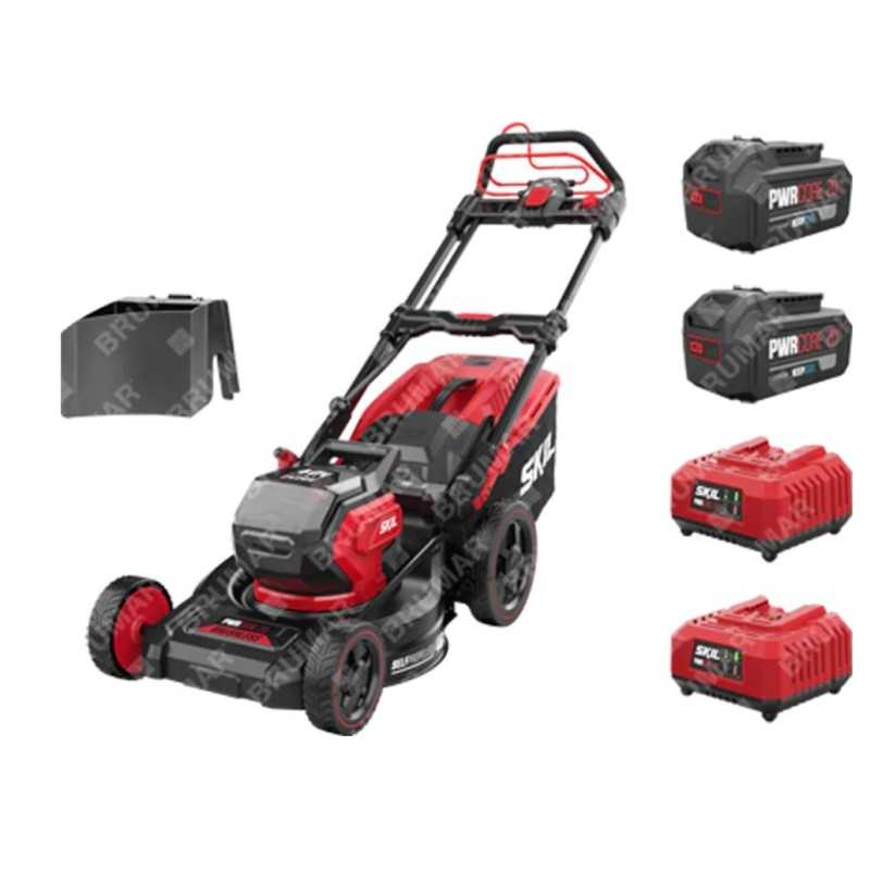 Tondeuse à gazon sans fil autotractée SKIL 0151BA, 2 batteries de 4,0 Ah et 2 chargeurs inclus