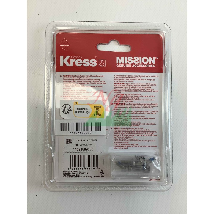 Kit de lame et vis d'origine KRESS KA0002 11034599000 pour tondeuse robot Mission | Newgardenmac.com