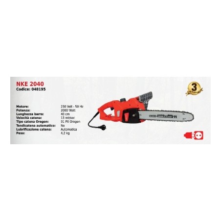 NKE 2040 electric saw NOVATEC with motor 230 Volt - 50 Hz 2000 Watt | Newgardenmac.com