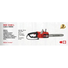 Elettrosega NKE 2240 L NOVATEC con motore 230 Volt - 50 Hz 2200 Watt | Newgardenmac.com